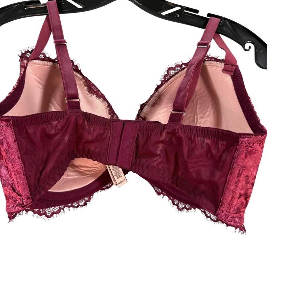 Victoria's Secret Dream Angels Lined Demi Bra Burgundy Lace 34DDD Coquette - Picture 4 of 16